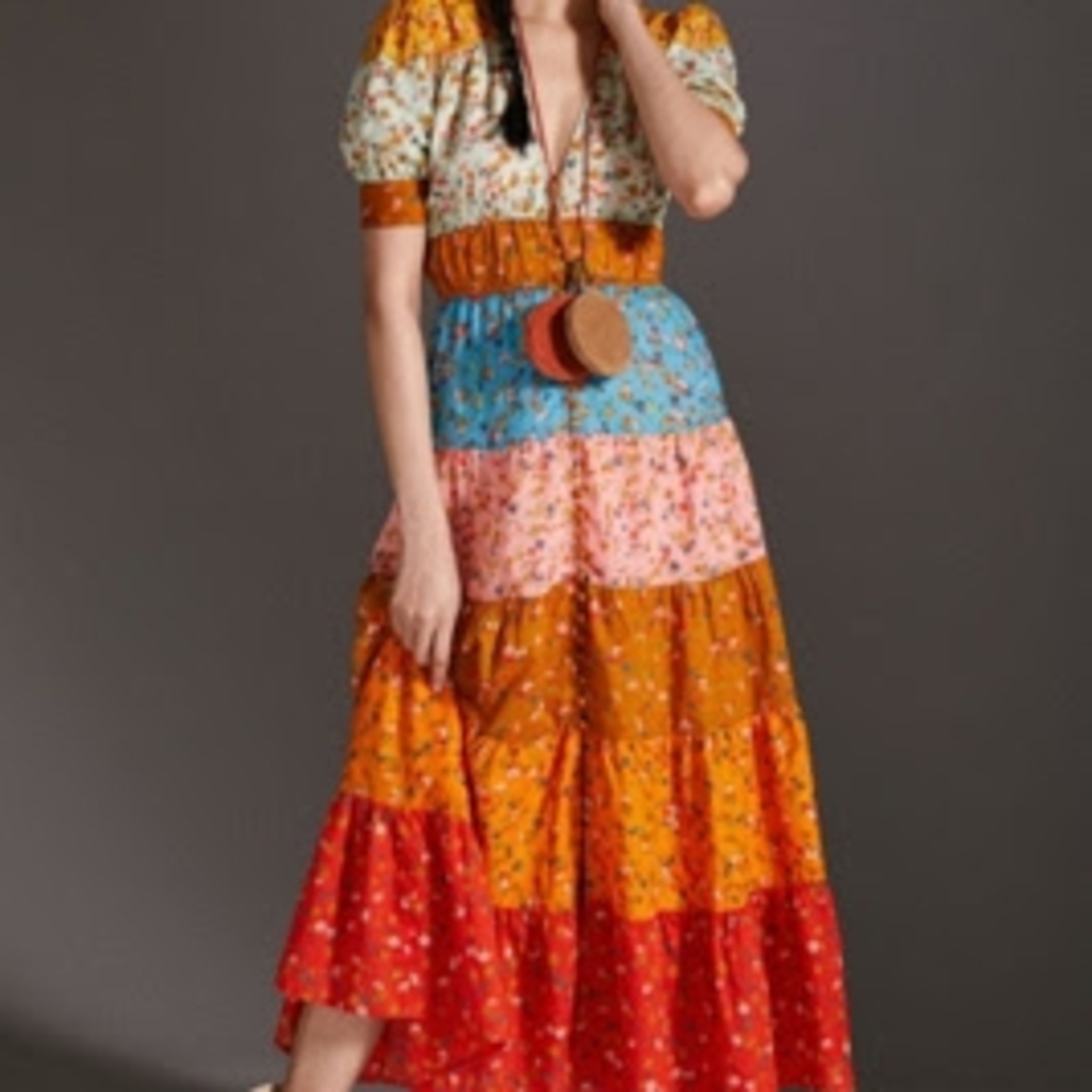 Anthropologie Multicolor Tiered & True Maxi Dress